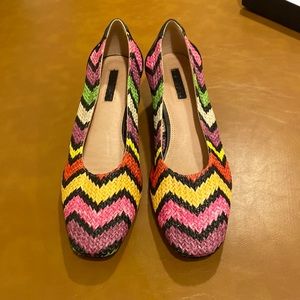 Topshop Rainbow Chevron Print Pumps / Heels